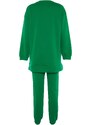 Trendyol Green Embroidered Crew Neck Basic Knitted Tracksuit Set