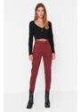 Trendyol Claret Red High Waist Mom Jeans with Pockets