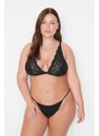 Trendyol Curve 3-Pack Black-Mink-Oil Plus Size String Panties