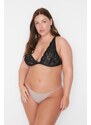 Trendyol Curve 3-Pack Black-Mink-Oil Plus Size String Panties