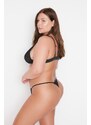 Trendyol Curve 3-Pack Black-Mink-Oil Plus Size String Panties