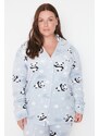 Trendyol Curve Blue Patterned Knitted Pajamas Set