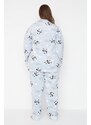 Trendyol Curve Blue Patterned Knitted Pajamas Set