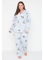 Trendyol Curve Blue Patterned Knitted Pajamas Set