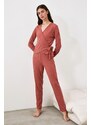 Trendyol Dry Rose Double Breasted Knitted Pajamas Set