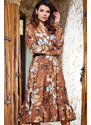 Awama Woman's Dress A468 Brown/Pattern