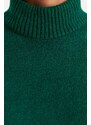 Trendyol Emerald Green Wide Fit Měkký texturovaný pletený svetr s vysokým výstřihem