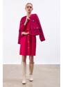 Gusto Collarless Tuvit Jacket - Fuchsia