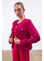 Gusto Collarless Tuvit Jacket - Fuchsia