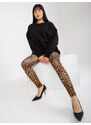 Fashionhunters Tmavě béžové a černé ležérní legíny s leopardím vzorem