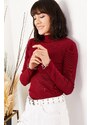 Olalook Women's Burgundy Collar and Sleeve Detailed Camisole Blouse
