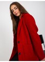 Fashionhunters Tmavě červený plyšový kabátek se zapínáním OH BELLA