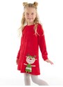 Denokids Naughty Elk Girl Christmas Velvet Red Dress