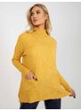 Fashionhunters Žlutý dlouhý oversize svetr s kapsami