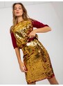 Fashionhunters Vínová flitrová sukně ze sady