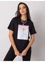 Fashionhunters Dámské černé tričko s potiskem