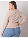 Fashionhunters Světle béžová mikina plus size bez kapuce Pasadena