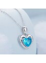 GRACE Silver Jewellery Stříbrný náhrdelník Amorita - stříbro 925/1000, modrý zirkon, srdce