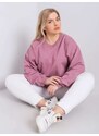 Fashionhunters Pudrově růžová mikina plus size bez kapuce