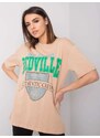 Fashionhunters Béžové tričko s potiskem Billie RUE PARIS