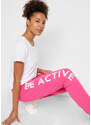 bonprix Joggingové kalhoty s potiskem Loose Fit Pink