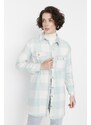 Trendyol Mint Checkered Weave Lumberjack Winter Shirt