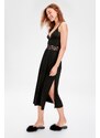 Trendyol Black Lace and Knitted Nightgown with Back Detail and a Slit