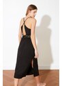 Trendyol Black Lace and Knitted Nightgown with Back Detail and a Slit