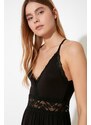 Trendyol Black Lace and Knitted Nightgown with Back Detail and a Slit