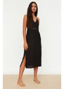 Trendyol Black Lace and Knitted Nightgown with Back Detail and a Slit