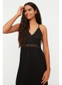 Trendyol Black Lace and Knitted Nightgown with Back Detail and a Slit