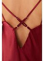 Trendyol Burgundy Degajee Neck Back Detailed Satin Woven Nightgown