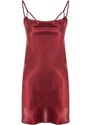 Trendyol Burgundy Degajee Neck Back Detailed Satin Woven Nightgown