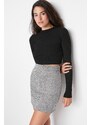 Trendyol Black A-line Stamp Fabric Mini Woven Skirt