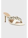 Kožené pantofle Guess VALALY dámské, bílá barva, na podpatku, FL6VLY LEA03
