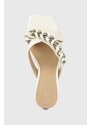 Kožené pantofle Guess VALALY dámské, bílá barva, na podpatku, FL6VLY LEA03
