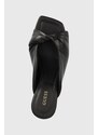 Kožené pantofle Guess RINAH dámské, černá barva, na podpatku, FL6RNH LEA03
