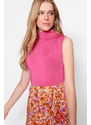 Trendyol Fuchsia Turtleneck Sleeveless Flexible Smart Knitted Body with Snap Button