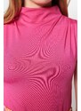 Trendyol Fuchsia Turtleneck Sleeveless Flexible Smart Knitted Body with Snap Button