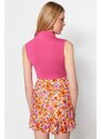 Trendyol Fuchsia Turtleneck Sleeveless Flexible Smart Knitted Body with Snap Button