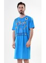 Cool Comics Pánská noční košile s krátkým rukávem Hodinový manžel - modrá