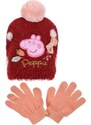 PEPPA PIG HEBKÝ SET ČEPICE A RUKAVIC - VÍNOVÁ