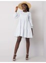Fashionhunters Bílé a modré puntíkované šaty od Valeria RUE PARIS