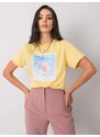 Fashionhunters Žluté tričko s potiskem