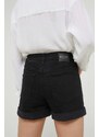 Džínové šortky Hollister Co. dámské, černá barva, hladké, high waist