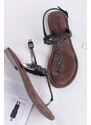 Tamaris Tmavě stříbrné kožené nízké sandály 1-28197
