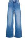 bonprix Strečové džíny Loose Fit, Straight, High Modrá