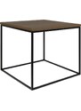 Ořechový konferenční stolek TEMAHOME Gleam 50 x 50 cm s černou podnoží