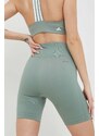 Šortky na jógu adidas Performance Aeroknit 2.0 zelená barva, high waist