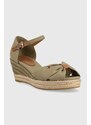 Sandály Tommy Hilfiger BASIC OPENED TOE MID WEDGE zelená barva, FW0FW04785